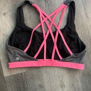 lululemon athletica Black and Pink Strappy Sports Bra